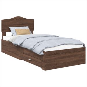 vidaXL Bedframe met hoofdeinde Bruin Eiken 70 x 190 cm Bewerkt hout