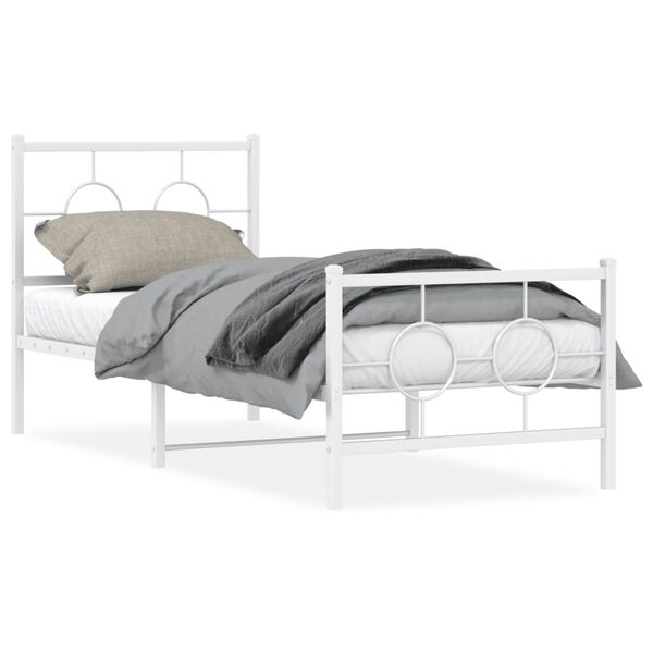 vidaXL Bedframe met hoofd- en voeteneinde metaal wit 80x200 cm