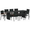 vidaXL Tuin eettafelset 9 pcs Zwart poly rattan