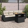 vidaXL 5-delige Loungeset met kussens poly rattan zwart