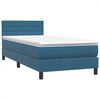 vidaXL Boxspring met matras fluweel donkerblauw 100x210 cm