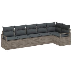 vidaXL Tuin Sofa Set 6 pcs Grijs Poly Rattan en Poedergecoat Staal