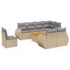vidaXL 9-delige Loungeset met kussens poly rattan beige