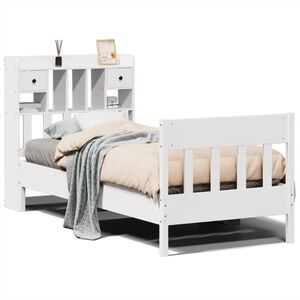 vidaXL Bedframe zonder matras massief grenenhout wit 75x190 cm