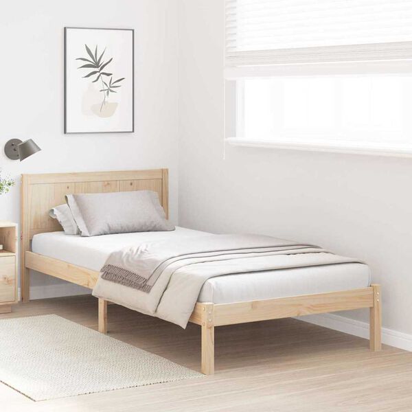 vidaXL Bedframe Bruin 75 x 190 cm Massief grenenhout