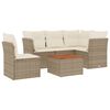 vidaXL 6-delige Loungeset met kussens poly rattan beige