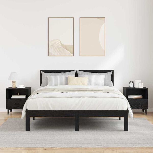 vidaXL Nachtkastje 2 pcs Zwart eiken 40 x 35 x 47,5 cm Bewerkt hout