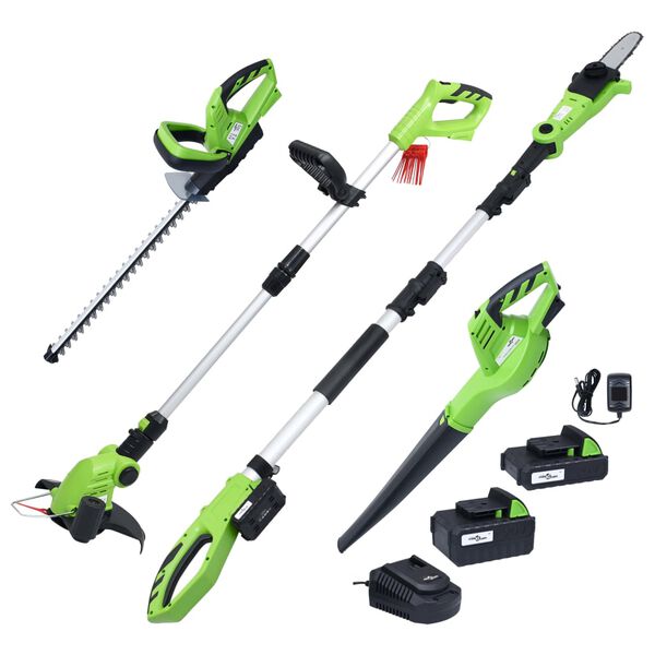 vidaXL 4-delige Tuingereedschapsset draadloos met opladers en accu's