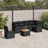 vidaXL 7-delige Loungeset met kussens poly rattan zwart