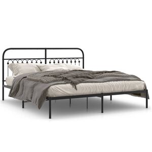 vidaXL Bedframe met hoofdbord metaal zwart 183x203 cm