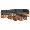 vidaXL Sofa-Sets 9 pcs Natuurlijk en Antraciet Massief Acaciahout