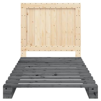 vidaXL Bedframe met hoofdbord massief grenenhout grijs 100x200 cm