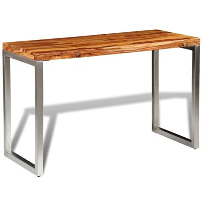 vidaXL Eettafel/bureau met stalen poten massief hout