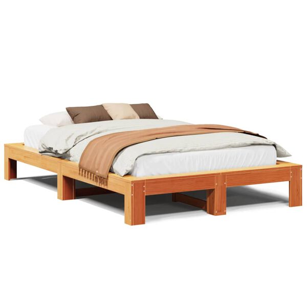 vidaXL Bedframe zonder matras massief grenenhout wasbruin 120x190 cm