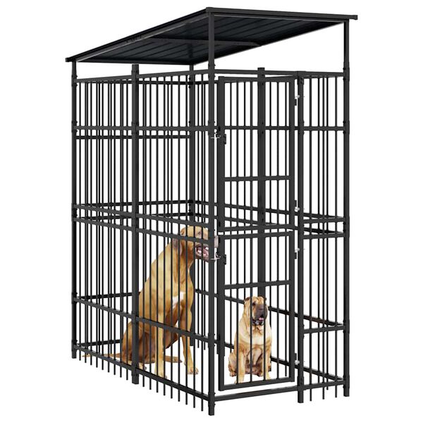 vidaXL Hondenkennel met dak 1,84 m&sup2; staal