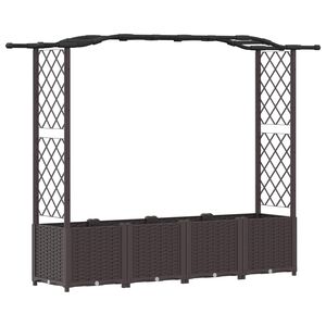 vidaXL Verhoogd Bed met Trellis en Dak Bruin 204 x 40 x 138 cm PP