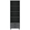 vidaXL Hoge kast HAMAR 60x35x180 cm massief grenenhout donkergrijs