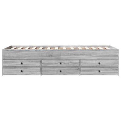 vidaXL Slaapbank met lades 90x200 cm bewerkt hout grijs sonoma eiken