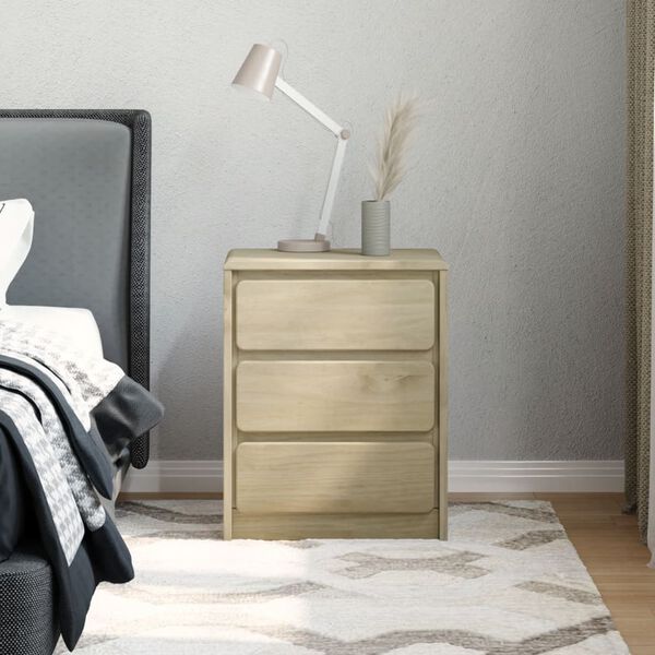 vidaXL Nachtkastje SAUDA 44x35x56 cm massief grenenhout eikenkleur