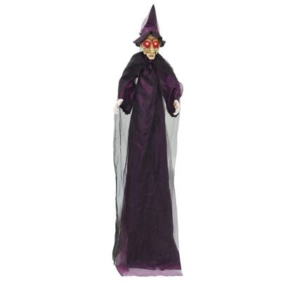 Pratende Halloween-heks hangend paars 216 x 125 cm