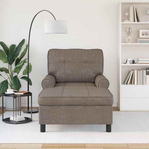 vidaXL Chaise Lounge met kussen Grijs 91 x 157 x 91 cm Antiek PU