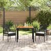 vidaXL Tuin eettafelset 3 pcs Zwart poly rattan