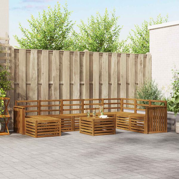 vidaXL Hoekbank Set 9 pcs Naturel Massief Acaciahout