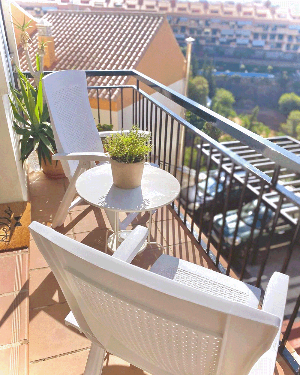 tiny urban balcony