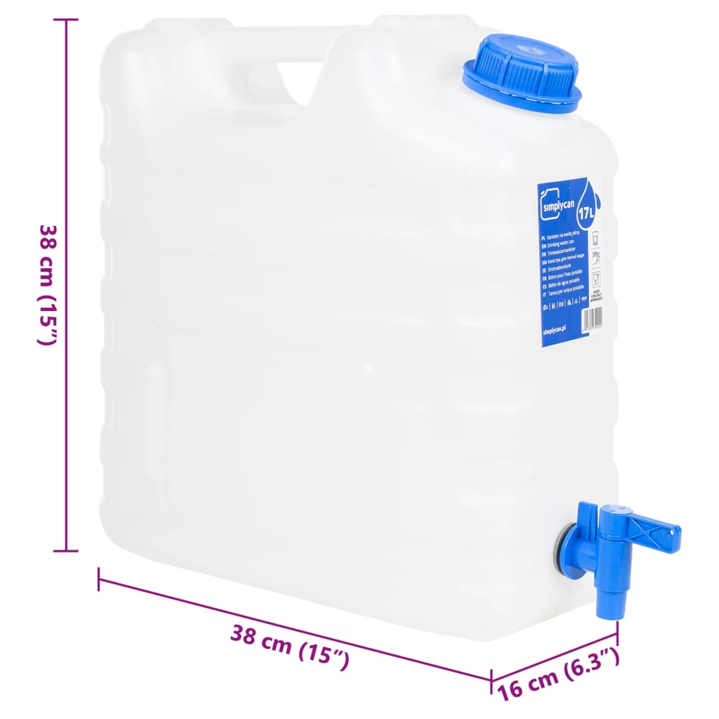 vidaXL Watertank met kraan 17 L kunststof transparant