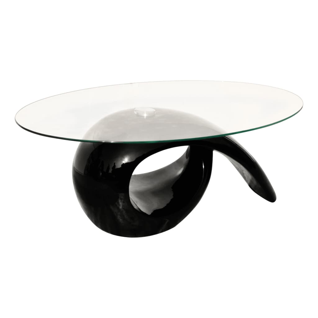 vidaXL Salontafel met ovaal glazen tafelblad hoogglans zwart