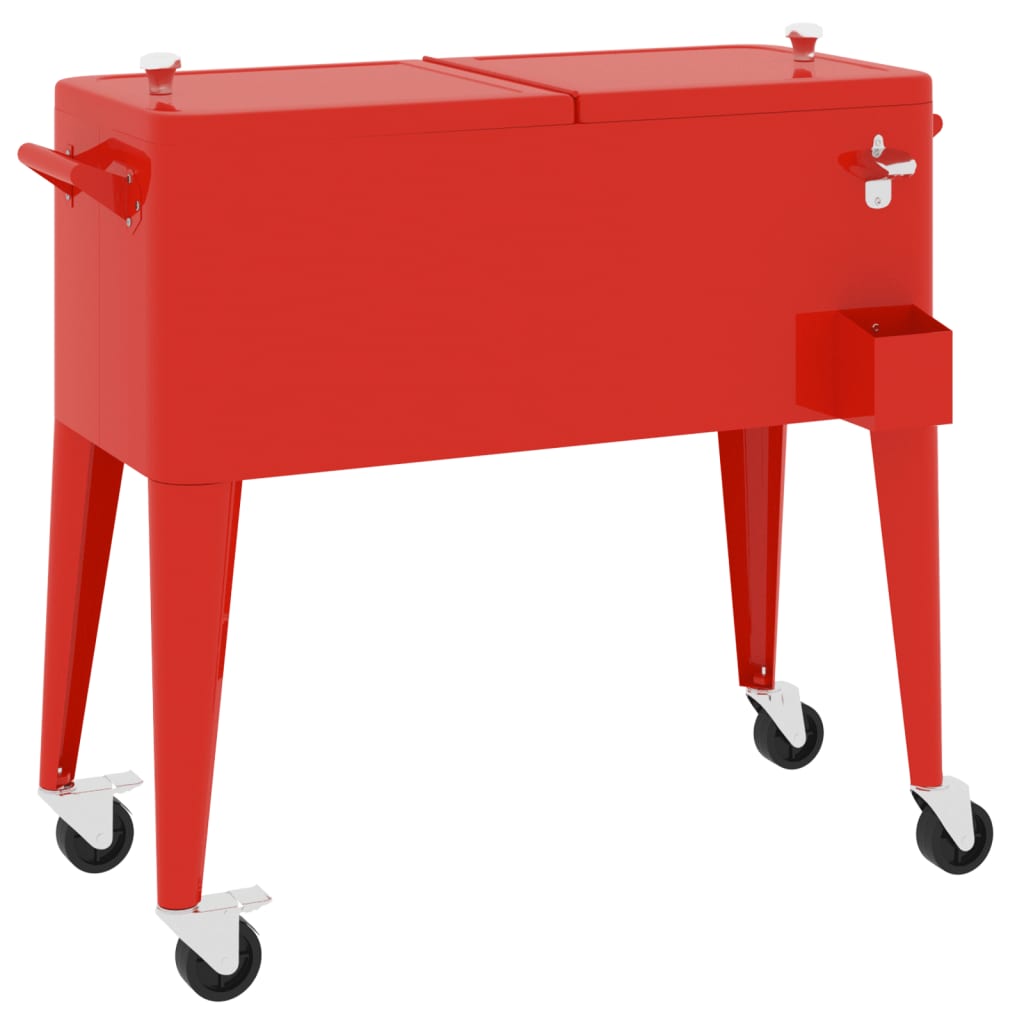 vidaXL Koelbox op wielen 92x43x89 cm rood