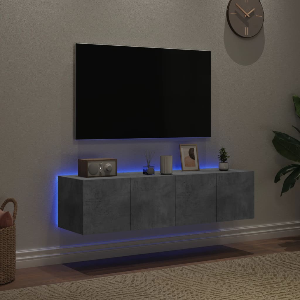 vidaXL Tv-wandmeubelen met LED-verlichting 2 st 60x35x31 cm betongrijs