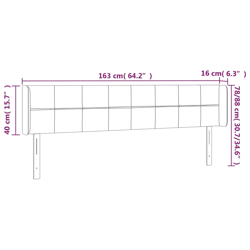 vidaXL Hoofdbord LED 163x16x78/88 cm stof crèmekleurig