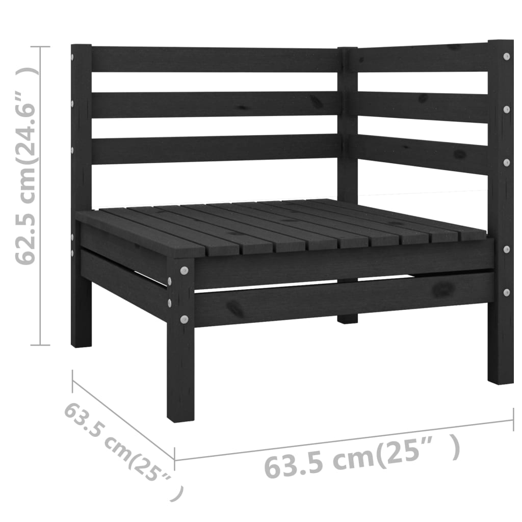 vidaXL 13-delige Loungeset massief grenenhout zwart