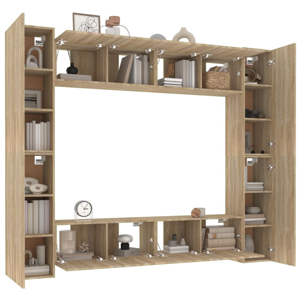 vidaXL 8-delige Tv-meubelset bewerkt hout sonoma eikenkleurig