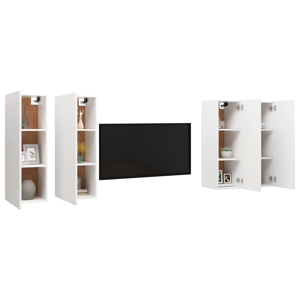 vidaXL Tv-meubelen 4 st 30,5x30x90 cm spaanplaat wit
