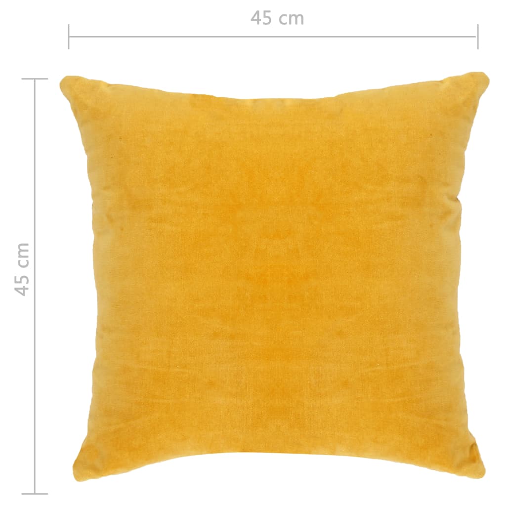 vidaXL Kussens 2 st 45x45 cm katoenfluweel geel