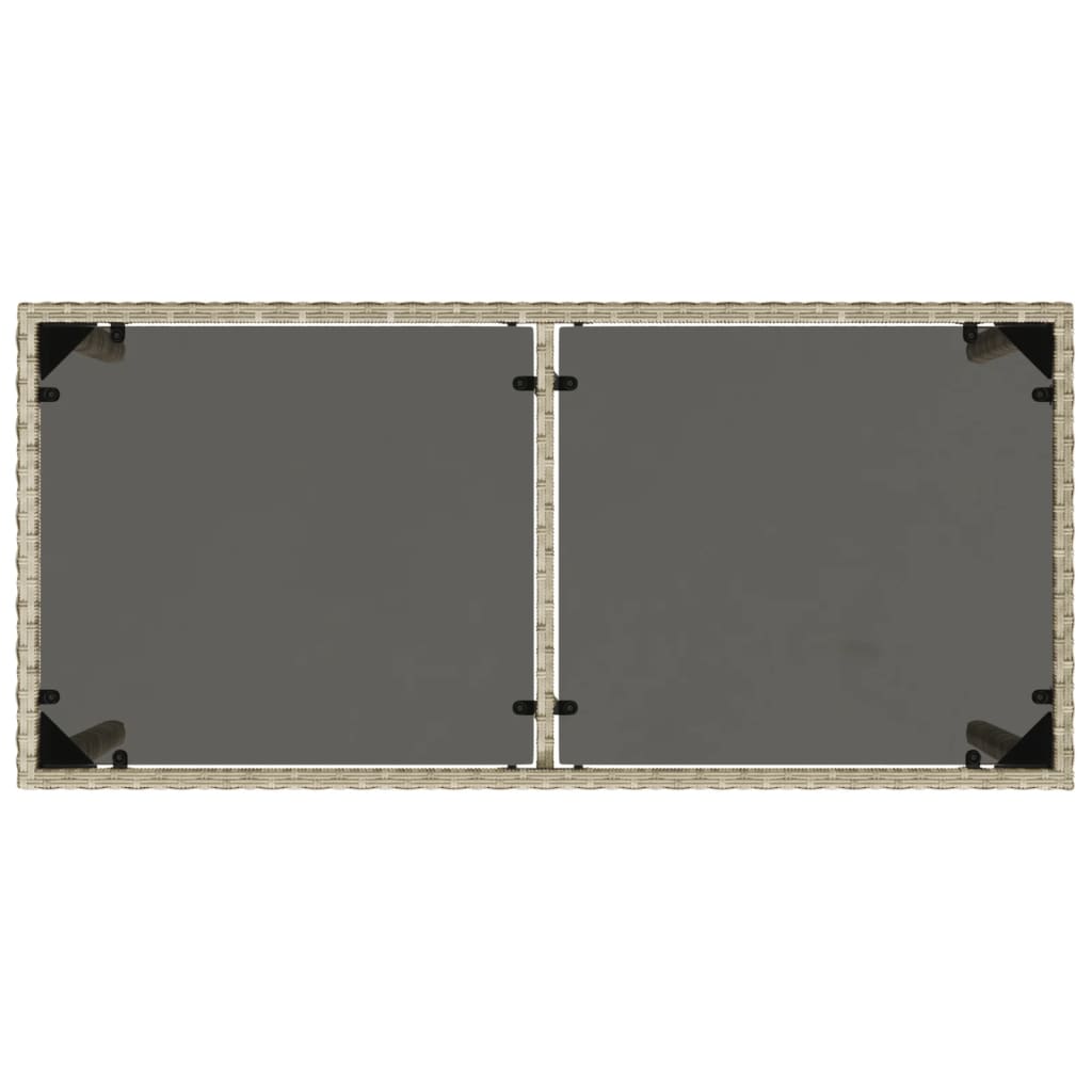 vidaXL Tuintafel met glazen blad 115x54x74 cm poly rattan lichtgrijs