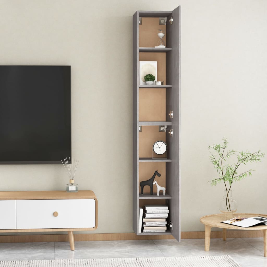vidaXL Tv-meubelen 2 st 30,5x30x90 cm spaanplaat betongrijs