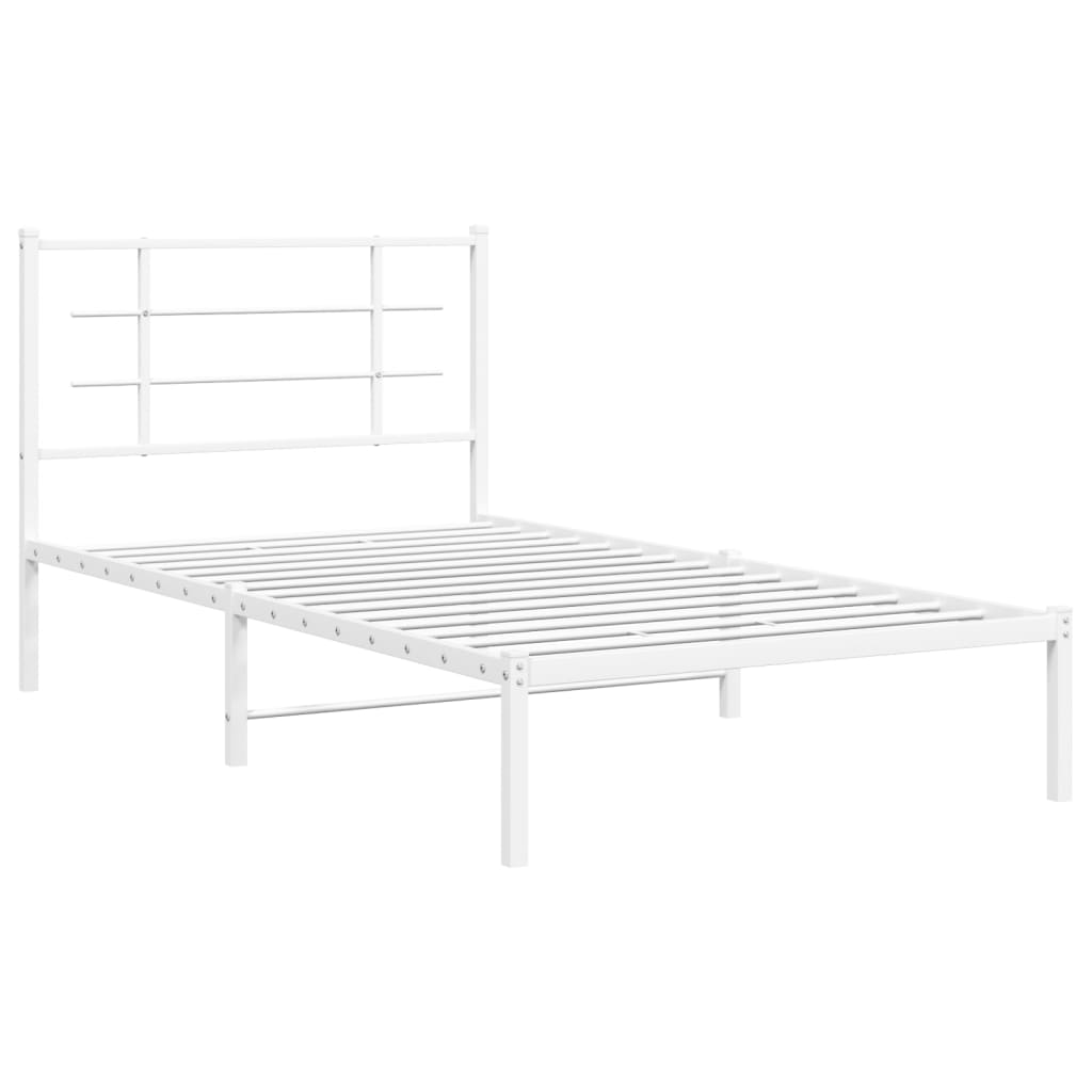 vidaXL Bedframe met hoofdbord metaal wit 100x190 cm