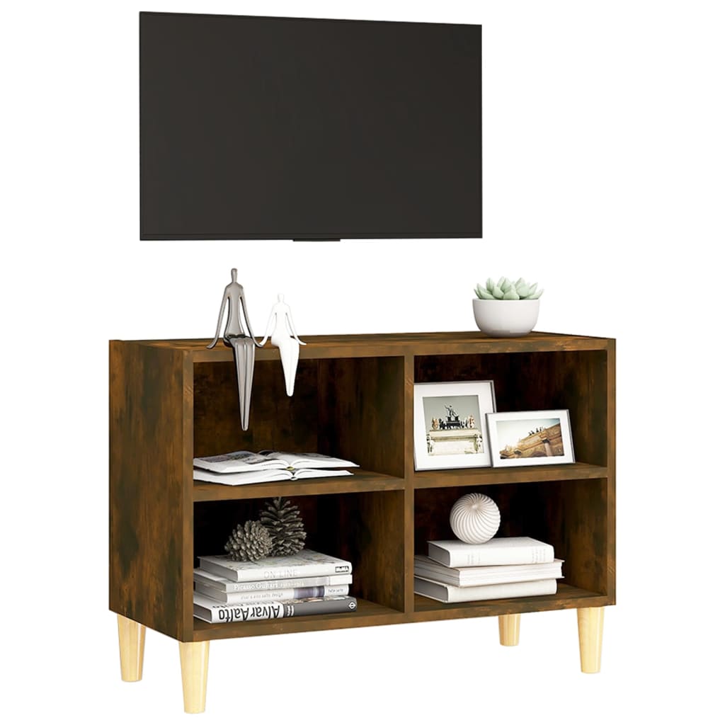 vidaXL Tv-meubel met houten poten 69,5x30x50 cm gerookt eikenkleurig