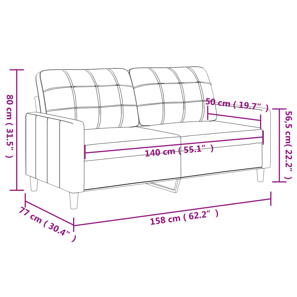 vidaXL Tweezitsbank 140 cm stof donkergrijs