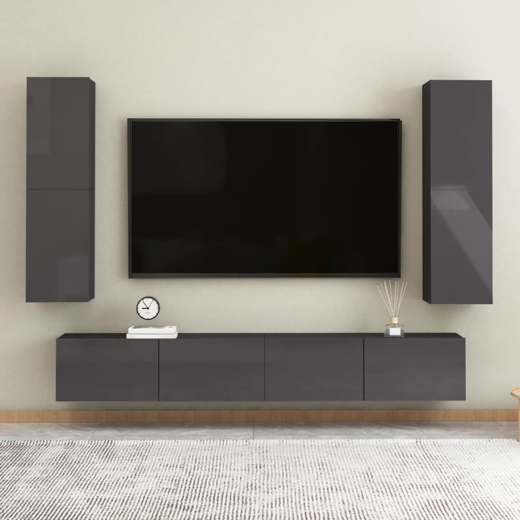 vidaXL Tv-meubelen 2 st 30,5x30x110 cm spaanplaat hoogglans grijs