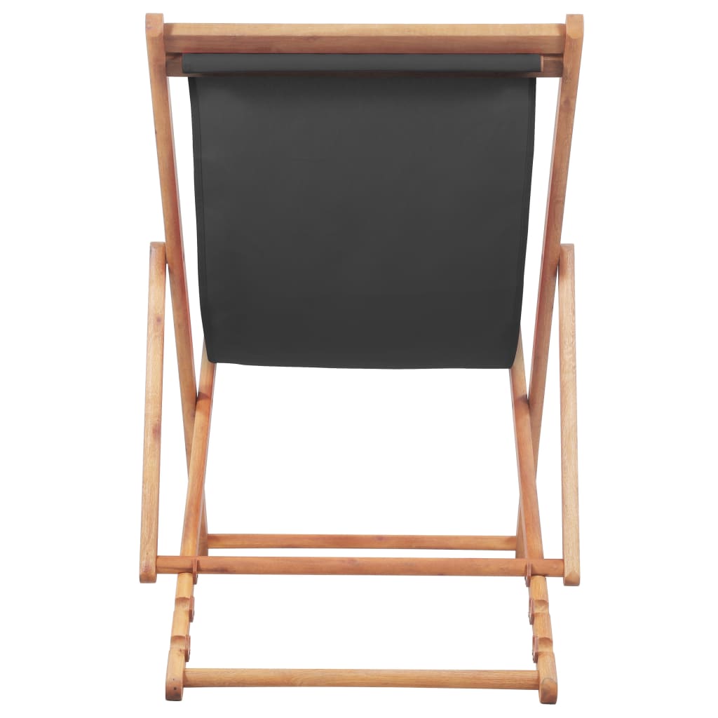 vidaXL Strandstoel inklapbaar stof en houten frame grijs