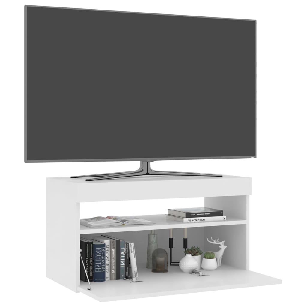 vidaXL Tv-meubel met LED-verlichting 75x35x40 cm hoogglans wit