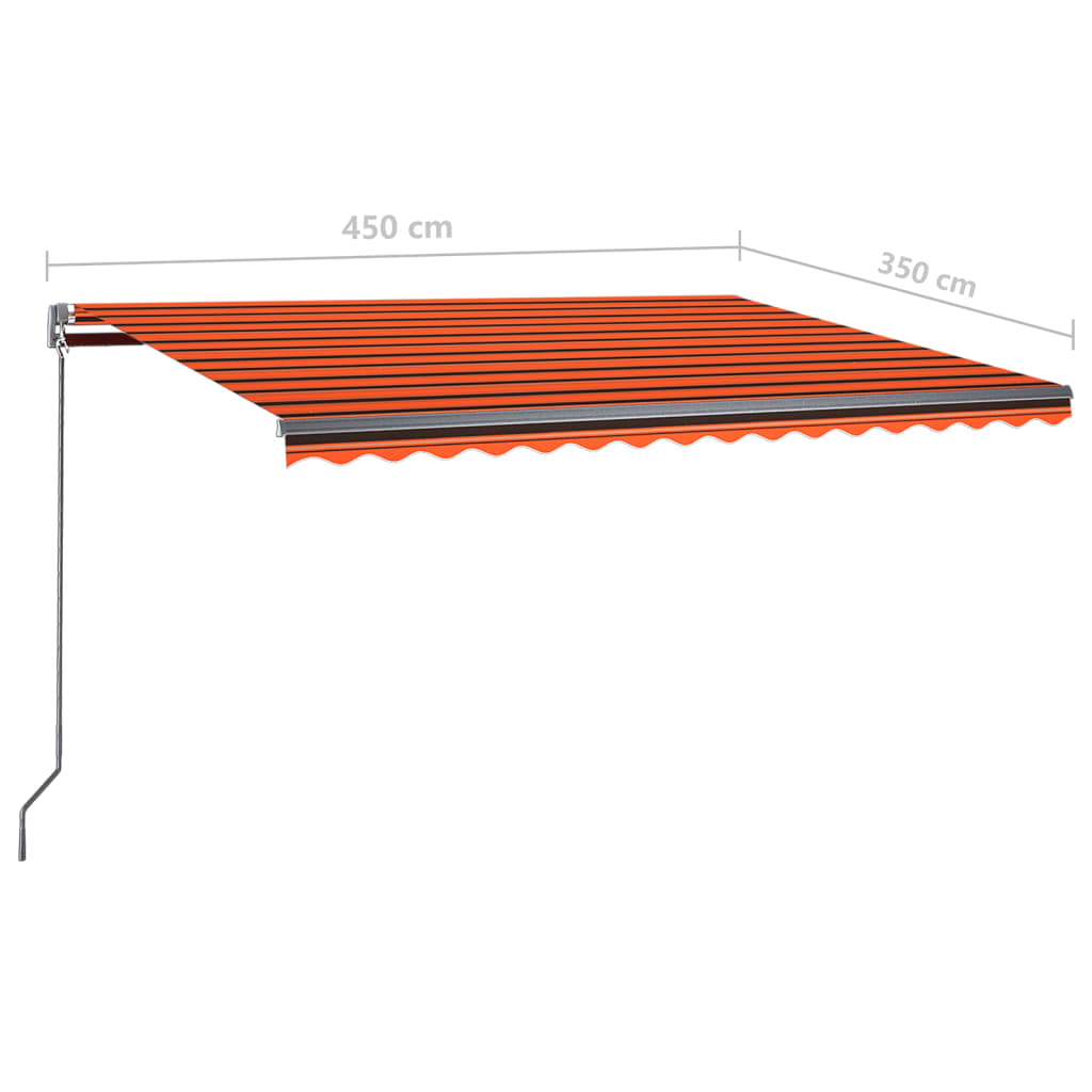 vidaXL Luifel automatisch met LED windsensor 450x350 cm oranje bruin