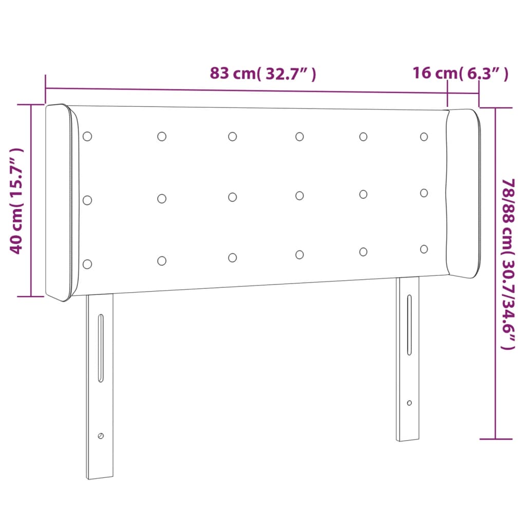 vidaXL Hoofdbord LED 83x16x78/88 cm stof donkergrijs