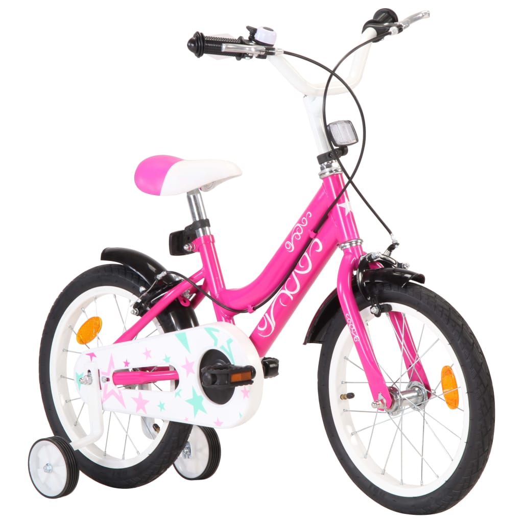 vidaXL Kinderfiets 16 inch zwart en roze