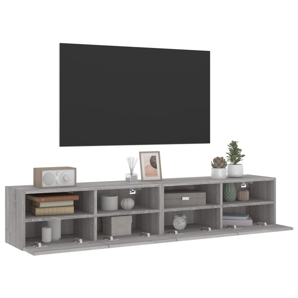 vidaXL Tv-wandmeubels 2 st 80x30x30 cm bewerkt hout grijs sonoma eiken