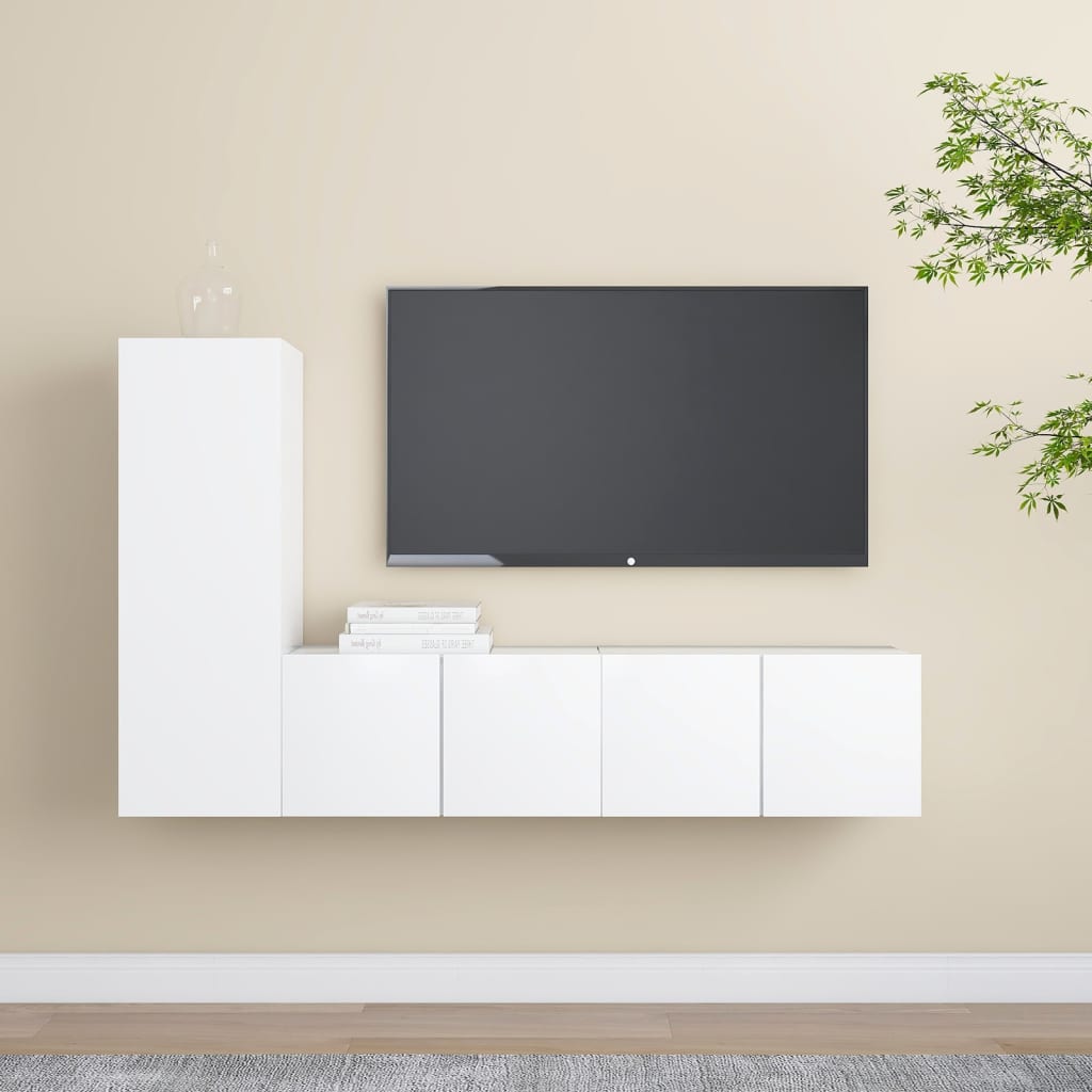 vidaXL 3-delige Tv-meubelset bewerkt hout wit